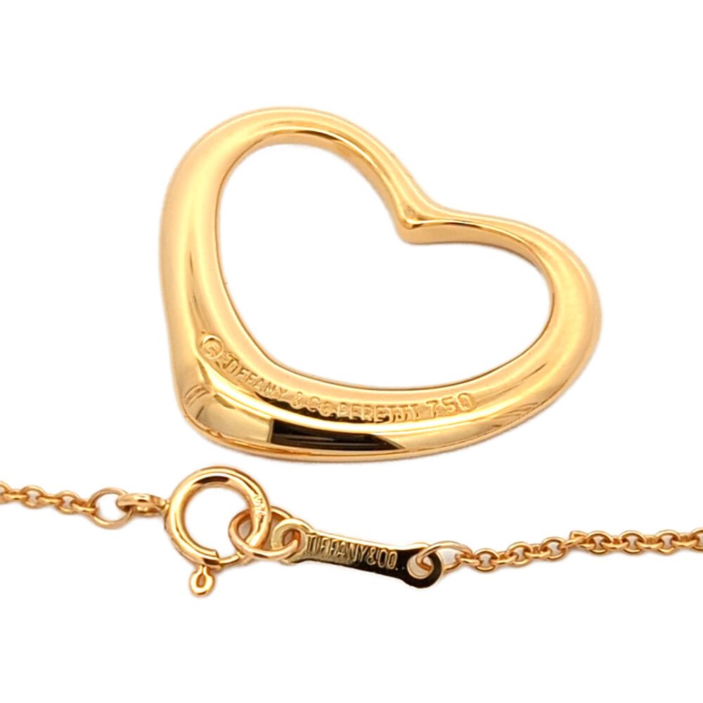 Tiffany & Co Elsa Peretti Open Heart Necklace Pendant 18k Yellow Gold