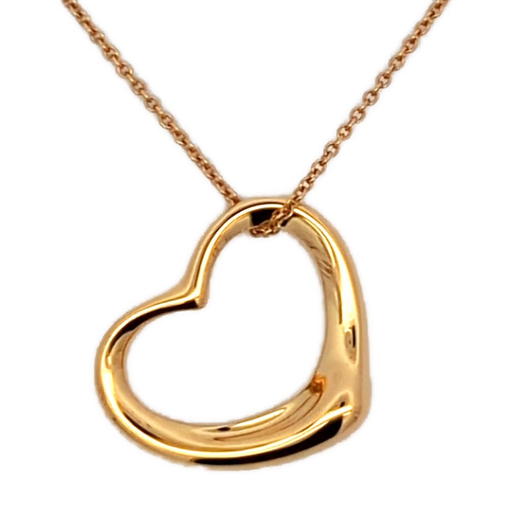 Tiffany & Co Elsa Peretti Open Heart Necklace Pendant 18k Yellow Gold