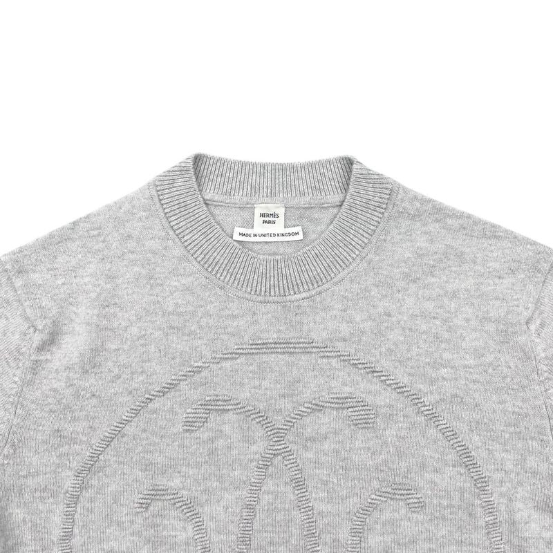Hermes Sweater Lift Long Sleeve Knit 34 Cashmere Logo Gray