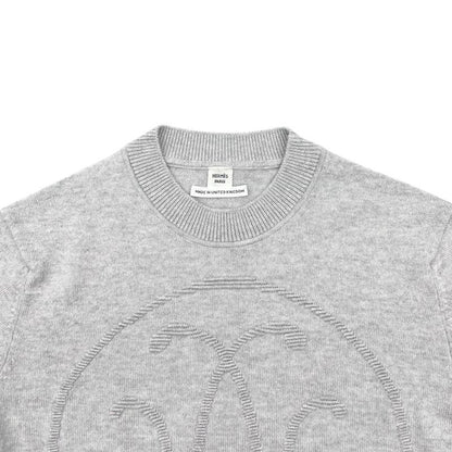 Hermes Sweater Lift Long Sleeve Knit 34 Cashmere Logo Gray