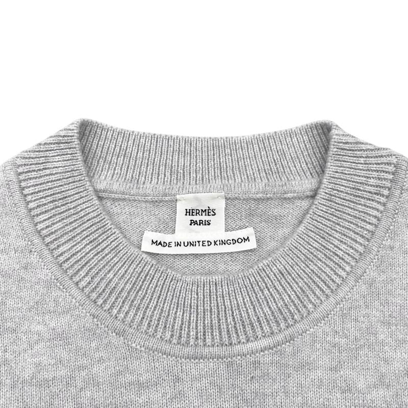 Hermes Sweater Lift Long Sleeve Knit 34 Cashmere Logo Gray