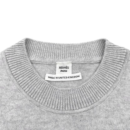 Hermes Sweater Lift Long Sleeve Knit 34 Cashmere Logo Gray