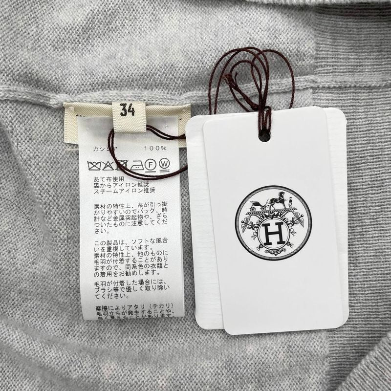 Hermes Sweater Lift Long Sleeve Knit 34 Cashmere Logo Gray