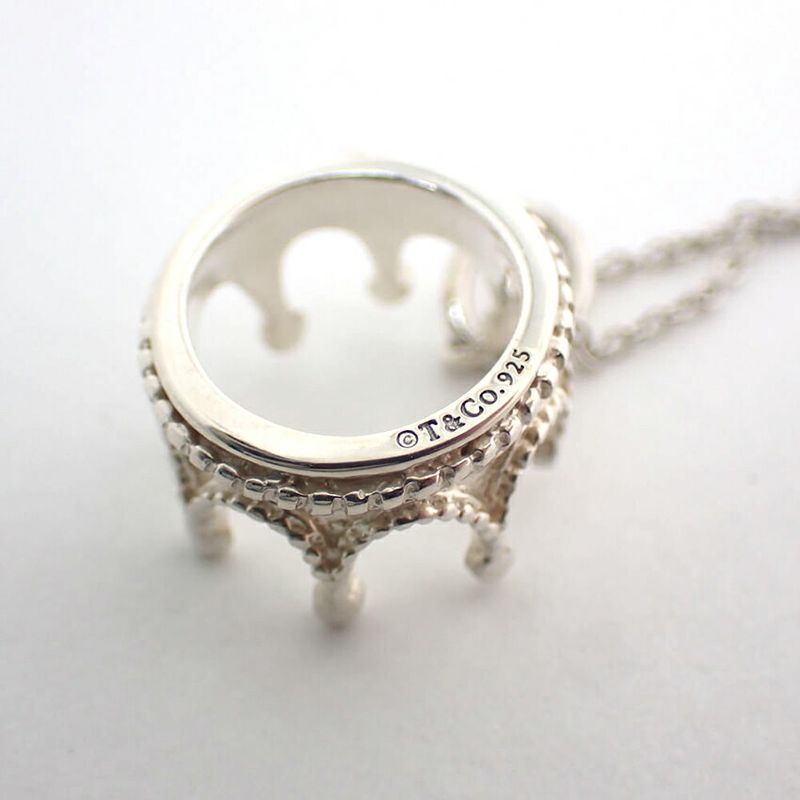Tiffany & Co 925 Crown Charm Pendant Necklace