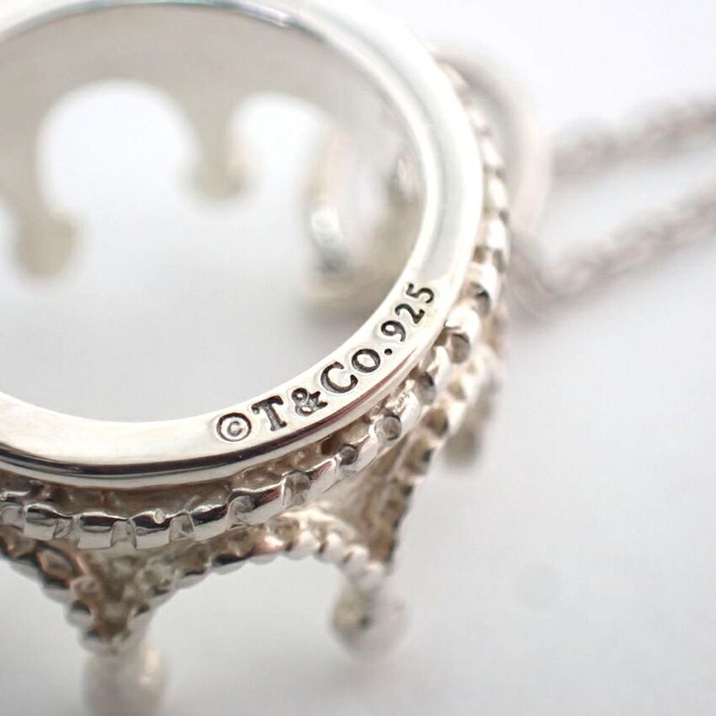 Tiffany & Co 925 Crown Charm Pendant Necklace