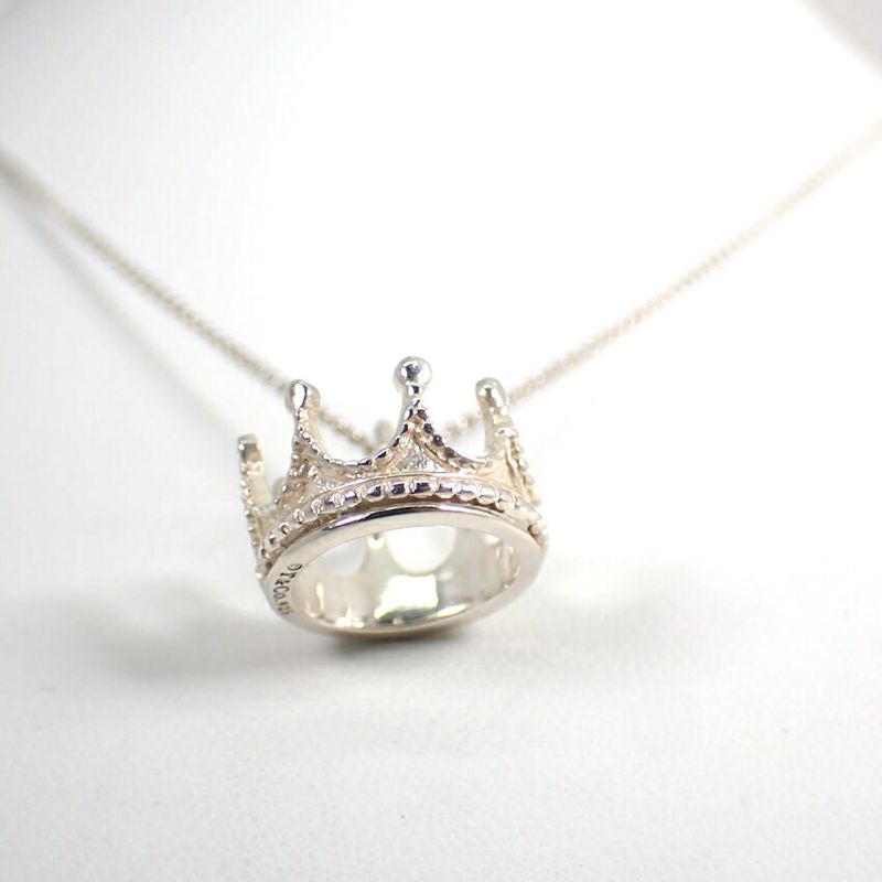 Tiffany & Co 925 Crown Charm Pendant Necklace