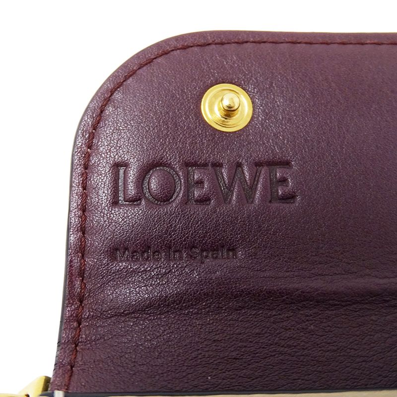 Loewe Wallet Coin Case Leather Gate Mini Navy Beige Card Small