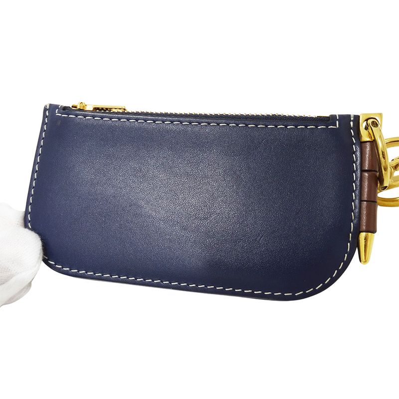 Loewe Wallet Coin Case Leather Gate Mini Navy Beige Card Small