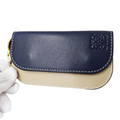 Loewe Wallet Coin Case Leather Gate Mini Navy Beige Card Small