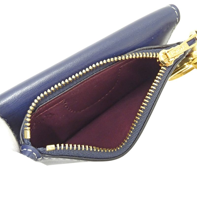 Loewe Wallet Coin Case Leather Gate Mini Navy Beige Card Small