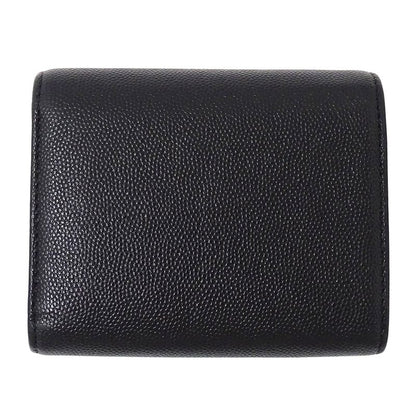 Chanel Wallet Trifold Caviar Leather Black Silver CC Logo Mini Small