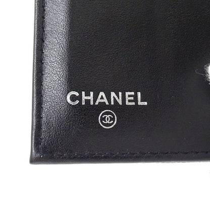 Chanel Wallet Trifold Caviar Leather Black Silver CC Logo Mini Small