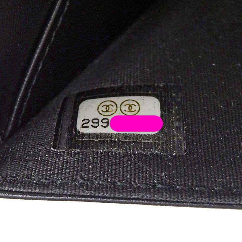 Chanel Wallet Trifold Caviar Leather Black Silver CC Logo Mini Small