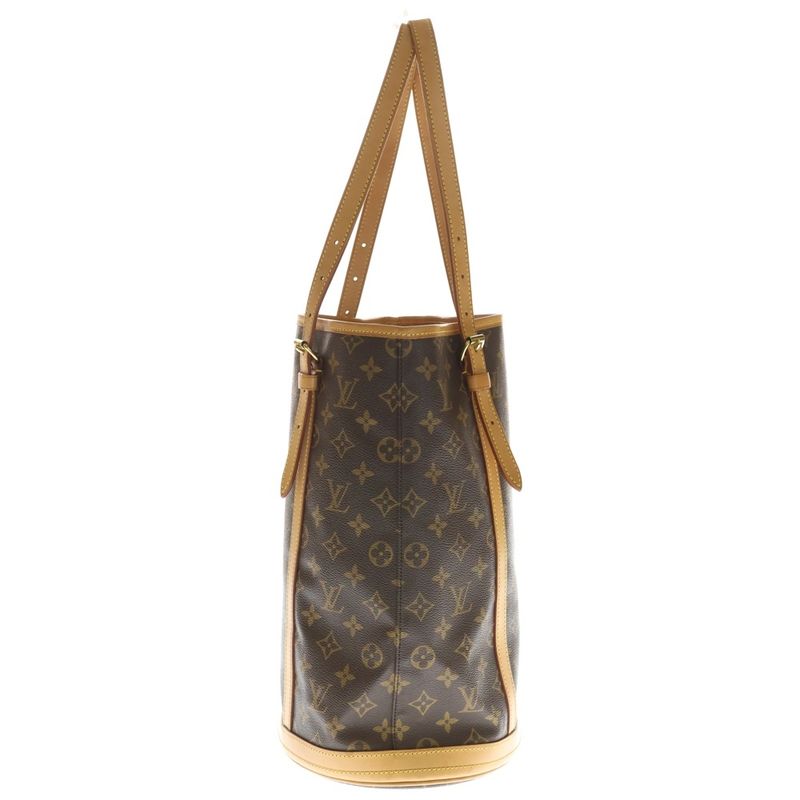Louis Vuitton Monogram Bucket GM Leather Tote Gold Brown
