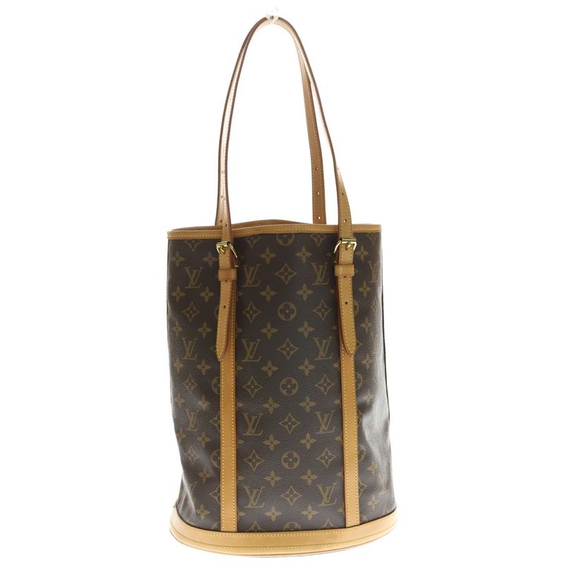 Louis Vuitton Monogram Bucket GM Leather Tote Gold Brown