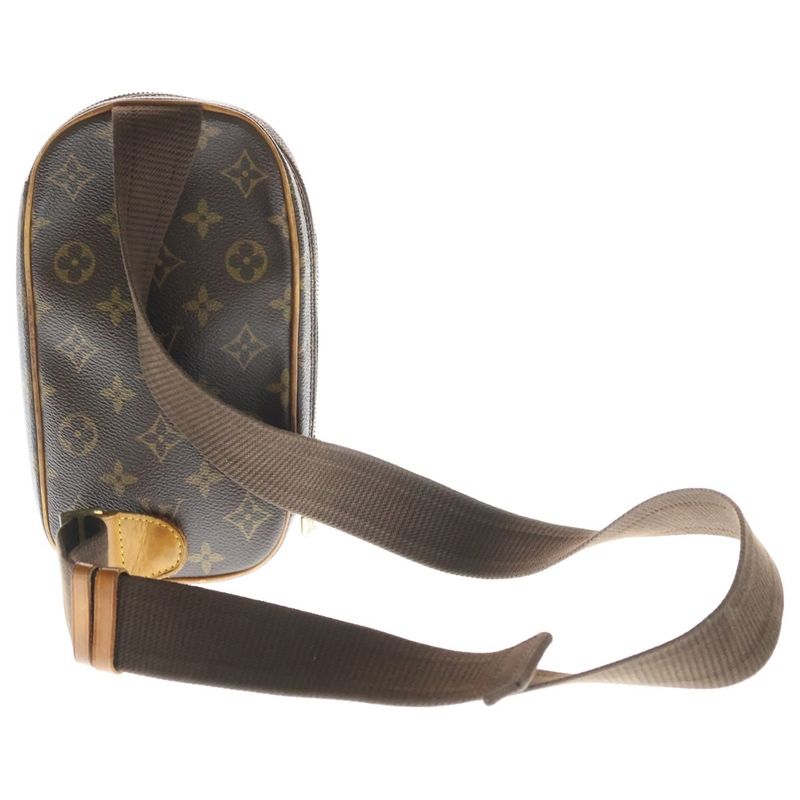 Louis Vuitton Monogram Pochette Gange Shoulder Bag Brown Leather Gold