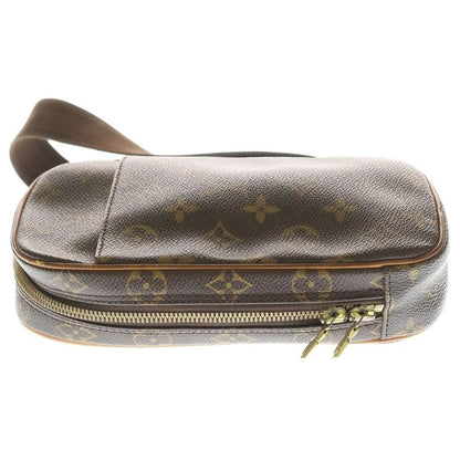 Louis Vuitton Monogram Pochette Gange Shoulder Bag Brown Leather Gold