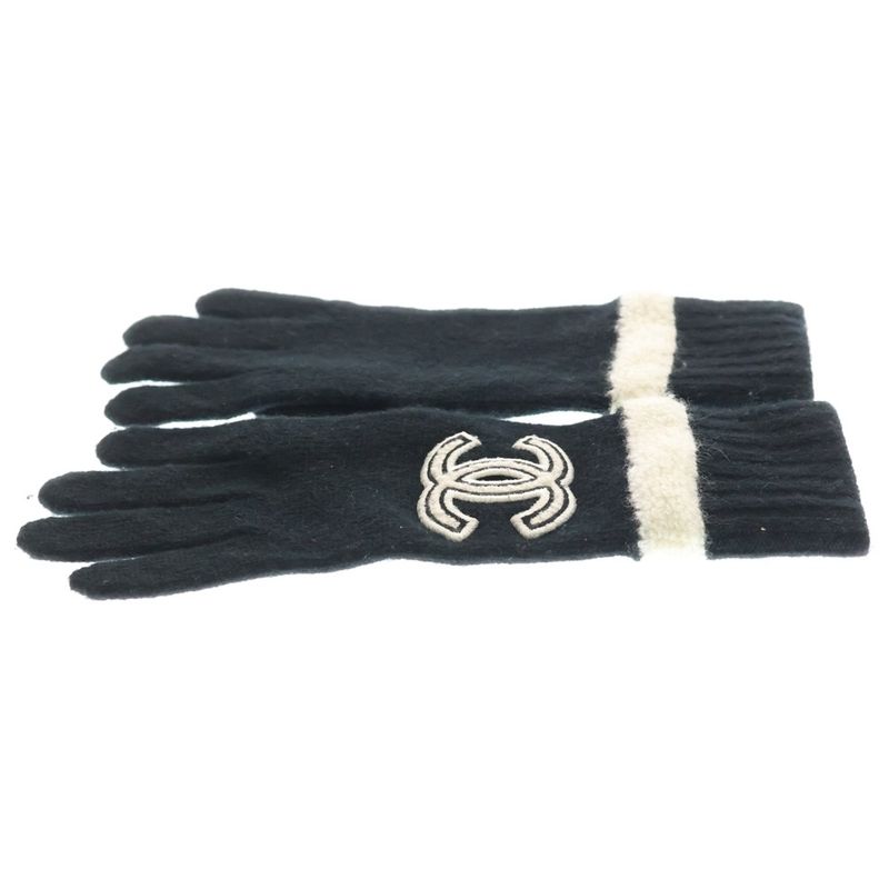 Chanel CC Logo Cashmere Gloves Black