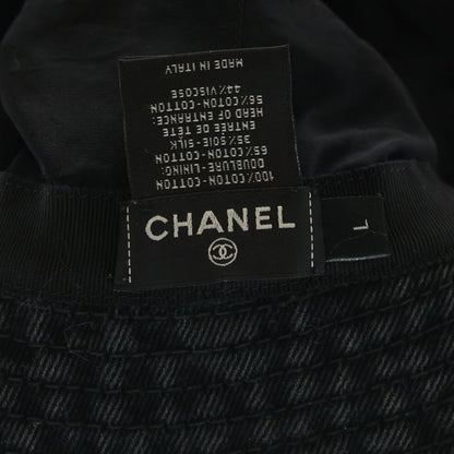 Chanel CC Logo Washed Denim Bucket Hat Black