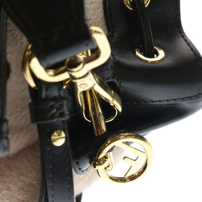 Fendi Pre Owned Mono Tresor Bucket Bag Mini Black Beige