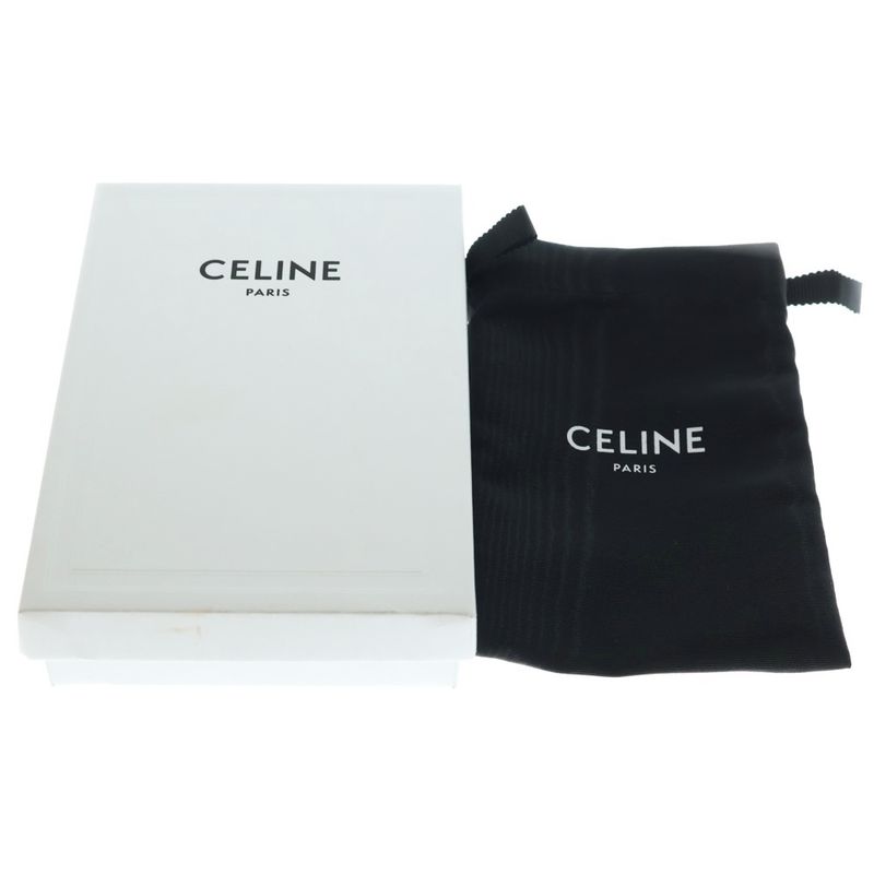 Celine Triomphe Leather Card Case Ivory Brown
