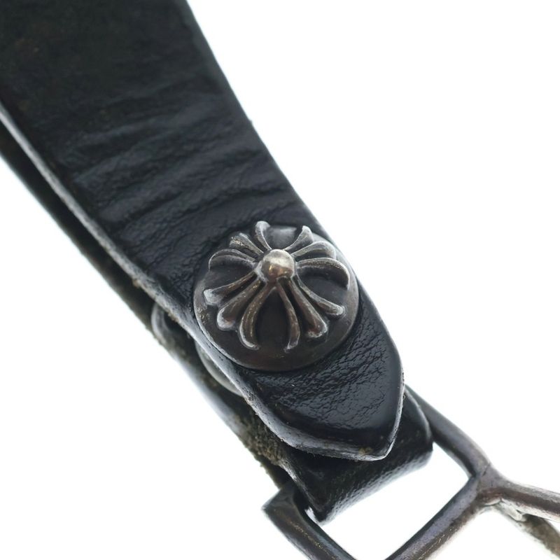 Chrome Hearts Belt Loop Cross Ball Button Leather Silver Black