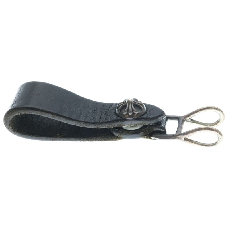 Chrome Hearts Belt Loop Cross Ball Button Leather Silver Black