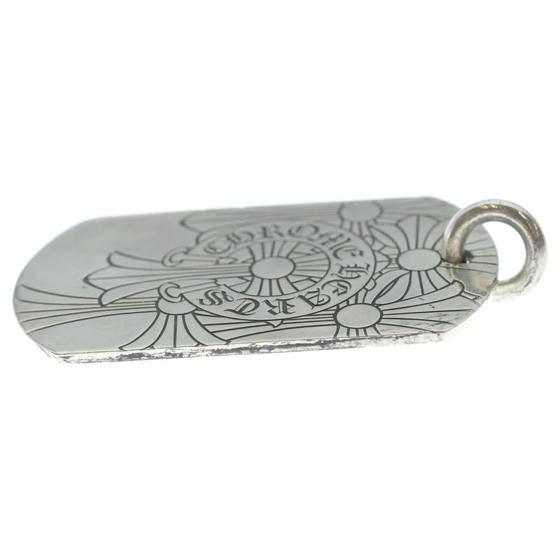 Chrome Hearts D Tag Lrg God Bless Dog Tag Large Pendant Top Silver