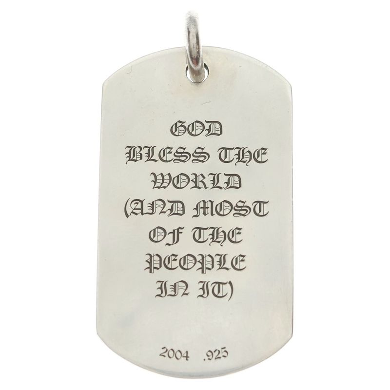 Chrome Hearts D Tag Lrg God Bless Dog Tag Large Pendant Top Silver