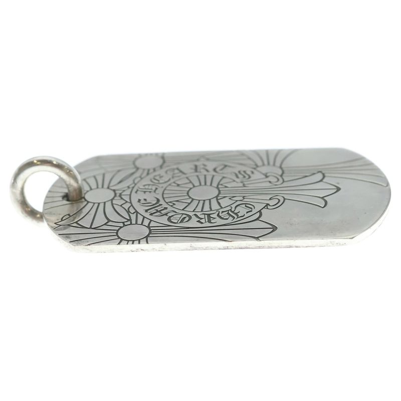 Chrome Hearts D Tag Lrg God Bless Dog Tag Large Pendant Top Silver
