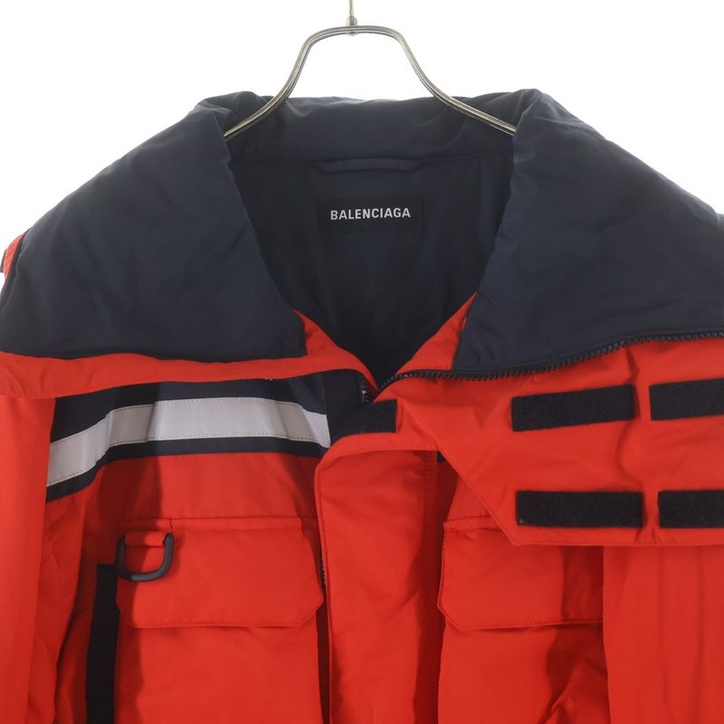 Balenciaga Mat Nylon Jacket Matte with Reflective Hood Red