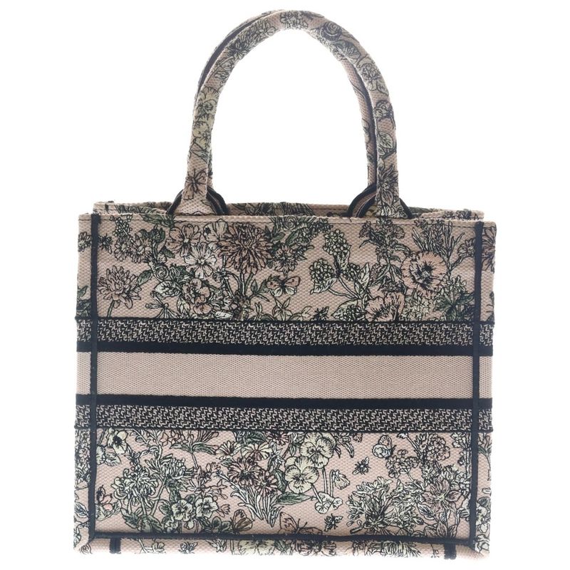 Dior Book Tote Small Flower Pattern Jacquard Canvas Hand Pink