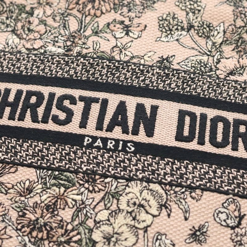 Dior Book Tote Small Flower Pattern Jacquard Canvas Hand Pink