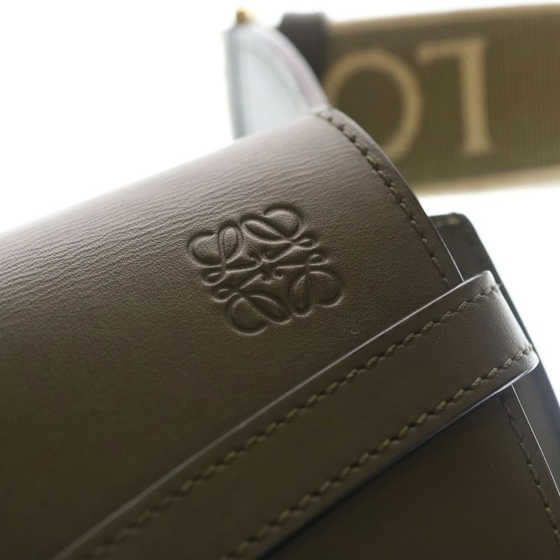 Loewe Gate Dual Mini Shoulder Bag Khaki Green Leather Gold