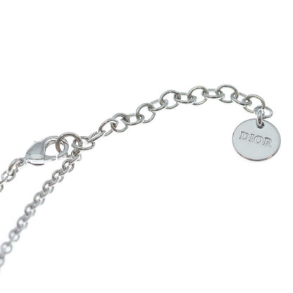 Dior Petit Cdlogo Line Stone Necklace Pendant Chain Silver