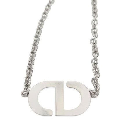 Dior Petit Cdlogo Line Stone Necklace Pendant Chain Silver