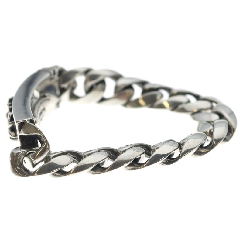 Chrome Hearts ID Floral Crs Cross ID Classic Link Bracelet Silver