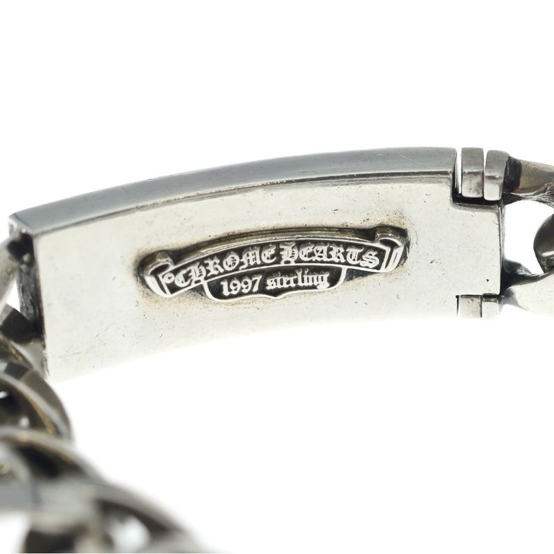 Chrome Hearts ID Floral Crs Cross ID Classic Link Bracelet Silver