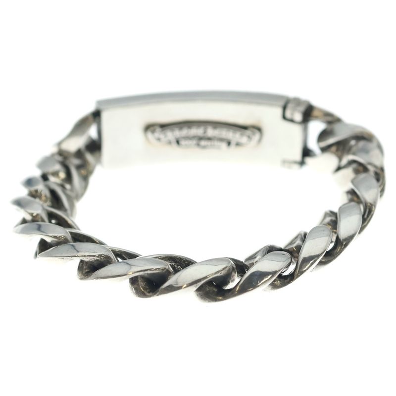 Chrome Hearts ID Floral Crs Cross ID Classic Link Bracelet Silver