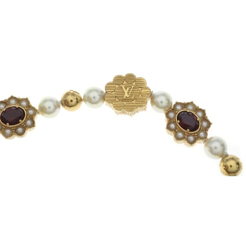 Louis Vuitton Dynasty Flower Pearl Gold Necklace