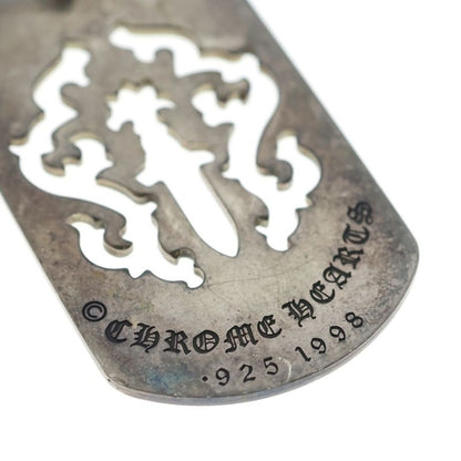 Chrome Hearts D Tag Lrg Dagger Vine Daga Cutout Dog Tag Large Pendant Top Silver