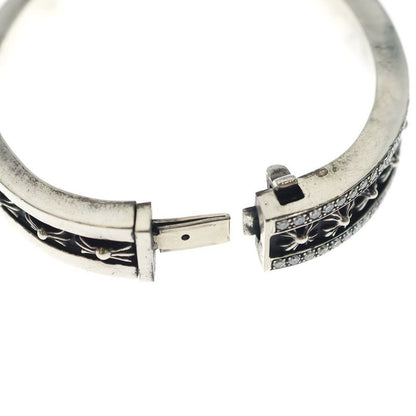 Chrome Hearts Narrow CH Plus Pave Dia CH Diamond Silver Bracelet