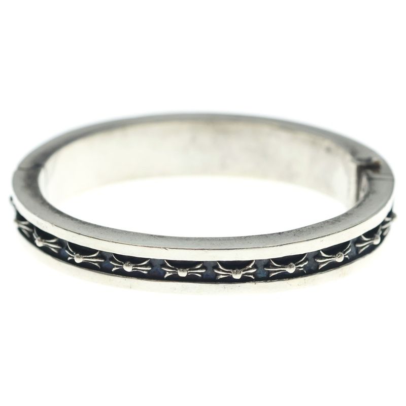 Chrome Hearts Narrow CH Plus Pave Dia CH Diamond Silver Bracelet