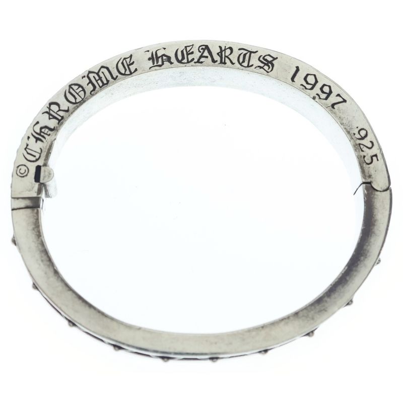 Chrome Hearts Narrow CH Plus Pave Dia CH Diamond Silver Bracelet