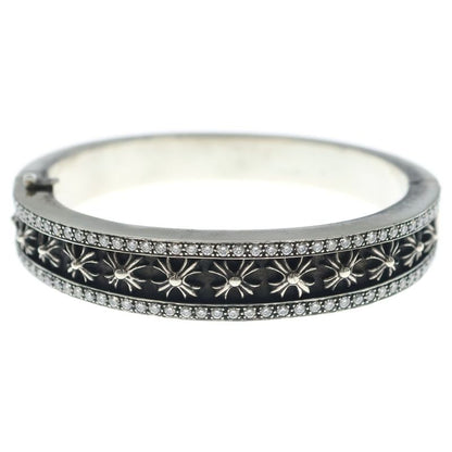 Chrome Hearts Narrow CH Plus Pave Dia CH Diamond Silver Bracelet