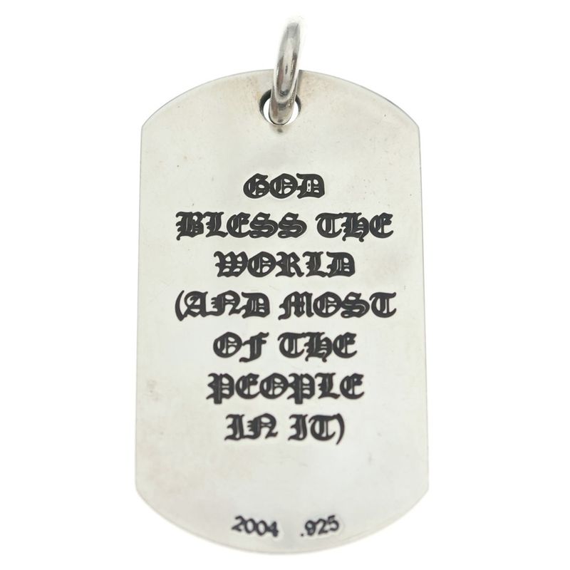 Chrome Hearts D Tag Lrg God Bless God Breath Dog Tag Large Necklace Top