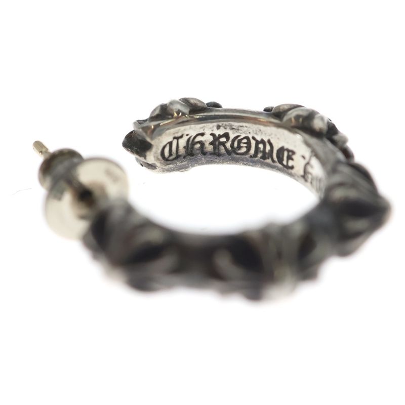 Chrome Hearts Hoop Cross Band Earrings Silver
