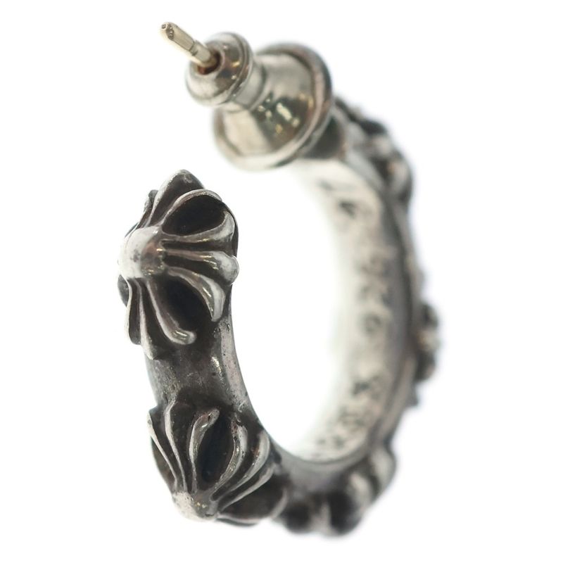Chrome Hearts Hoop Cross Band Earrings Silver