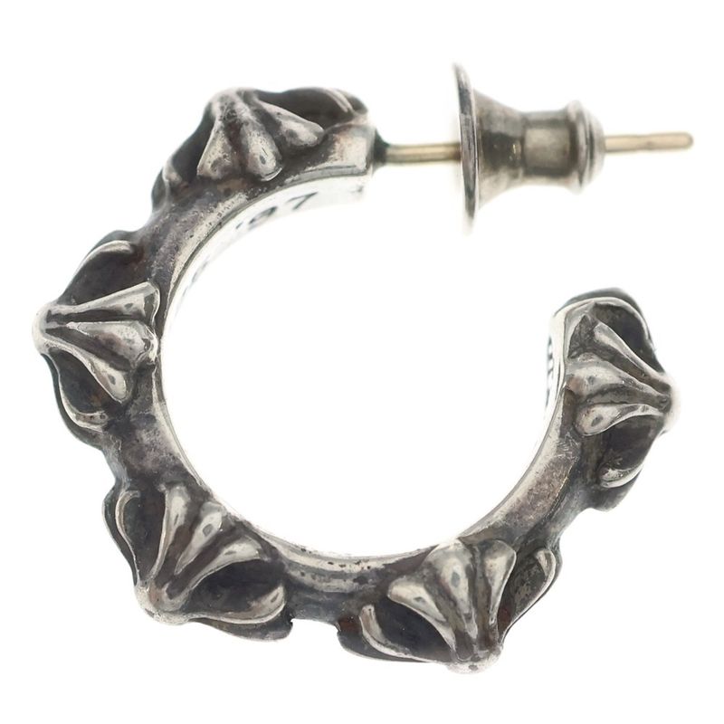 Chrome Hearts Hoop Cross Band Earrings Silver