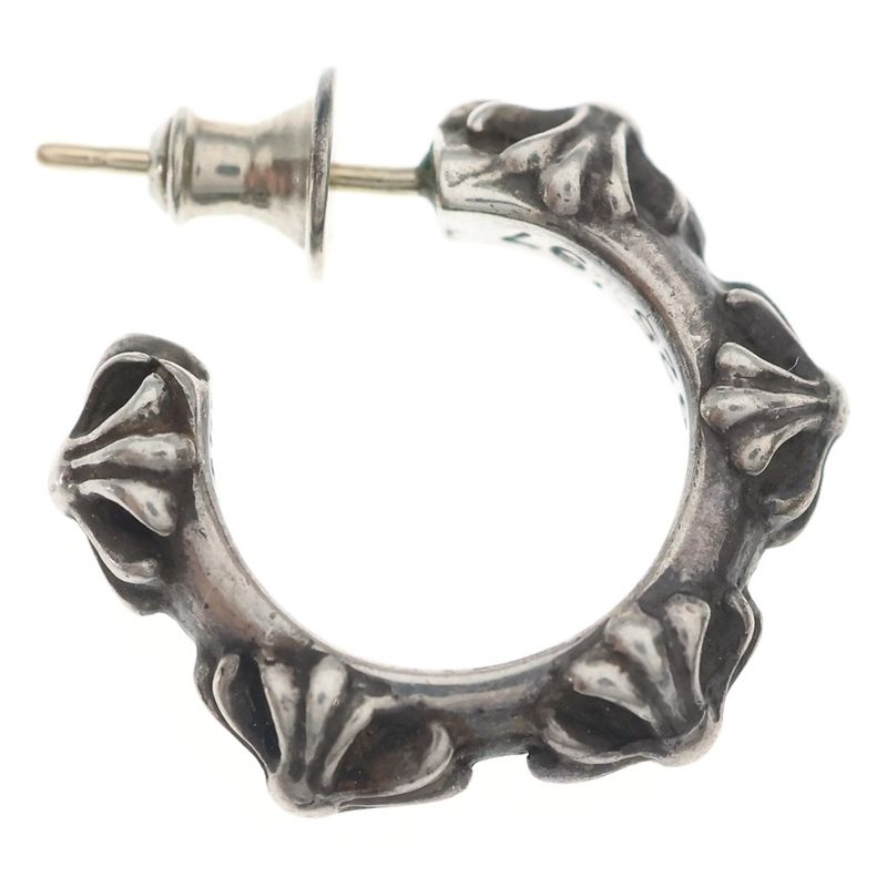 Chrome Hearts Hoop Cross Band Earrings Silver